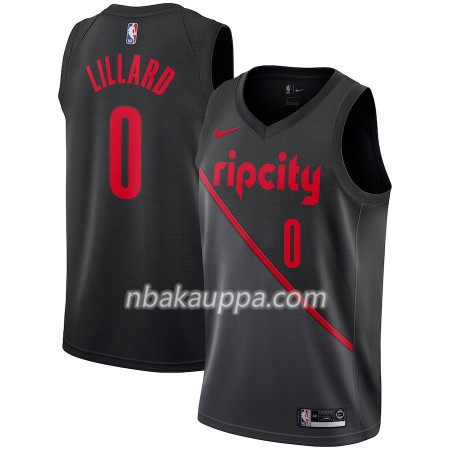 Portland Trail Blazers Damian Lillard 0 2018-19 Nike City Edition Musta Pelipaidat Swingman - Miesten